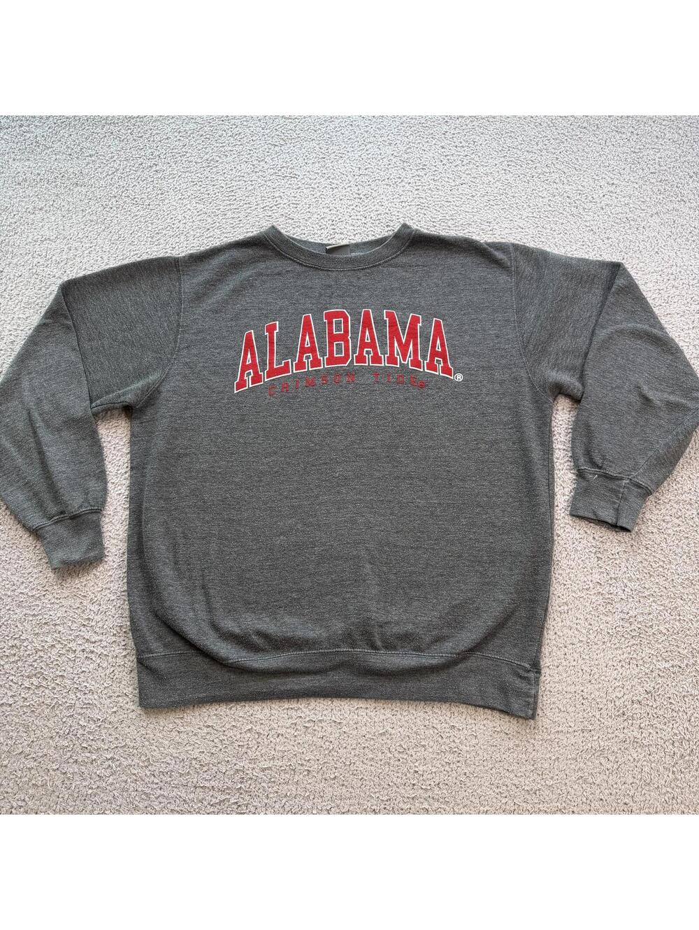 Alabama‎ Crimson Tide Chenille Spellout Crewneck Sweatshirt Gray Red L Roll Ride
